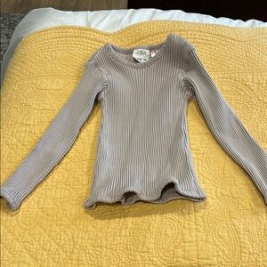 Zara Gray Long Sleeve Ribbed Tee